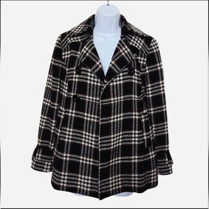 Vintage Y2K Plaid Wool Blend Pea Coat